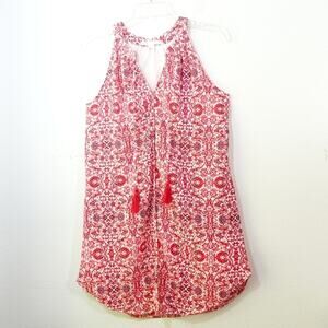 C & E round neck boho pocketed tunic shift dress